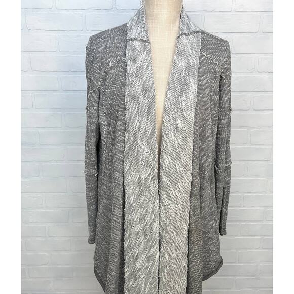 Free People Marled Grey Oversized Asymmetric Long Sleeve Open Cardigan -sz S - Picture 1 of 9